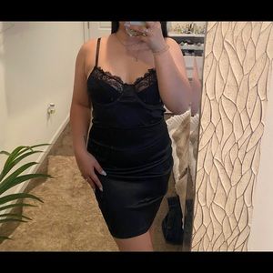 Satin & Lace Little Black Dress